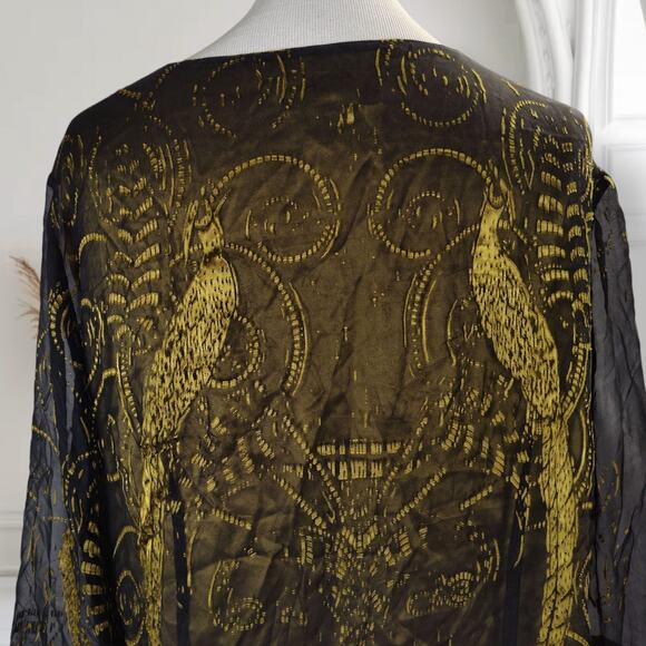 Citron Santa Monica Kimono Sleeve Top Size 4X Burnout Chiffon Phoenix Silk - Picture 11 of 16